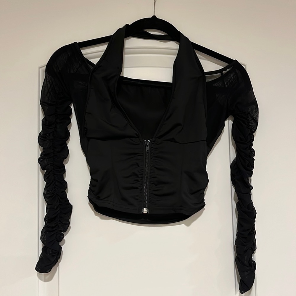 black sheer festival top